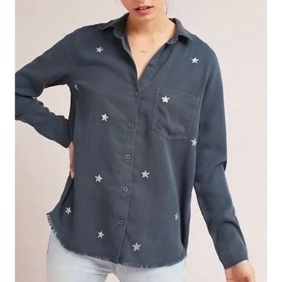 Anthropologie Tops - Anthropologie Cloth & Stone Button Down Shirt In Grey Color Sz XS